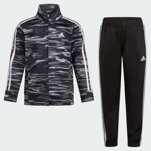 Adidas Boys 2-Piece AOP 3-Stripe Tricot Track Suit Size 5 Jacket + Jogger Pants